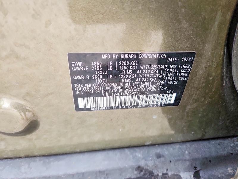 Aukcja sprzedaży 2022 Subaru Outback, vin: 4S4BTAPC0N3150004, numer aukcji: 53351936