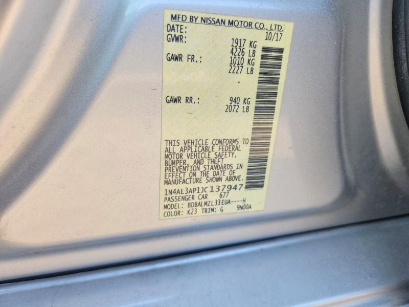52532376 :رقم المزاد ، 1N4AL3AP1JC137947 vin ، 2018 Nissan Altima مزاد بيع