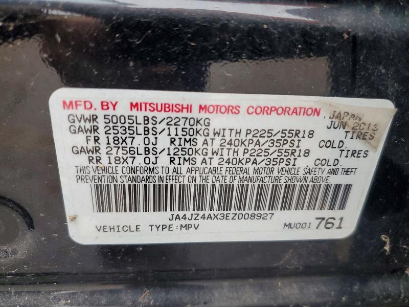 52334796 :رقم المزاد ، JA4JZ4AX3EZ008927 vin ، 2014 Mitsubishi Outlander مزاد بيع