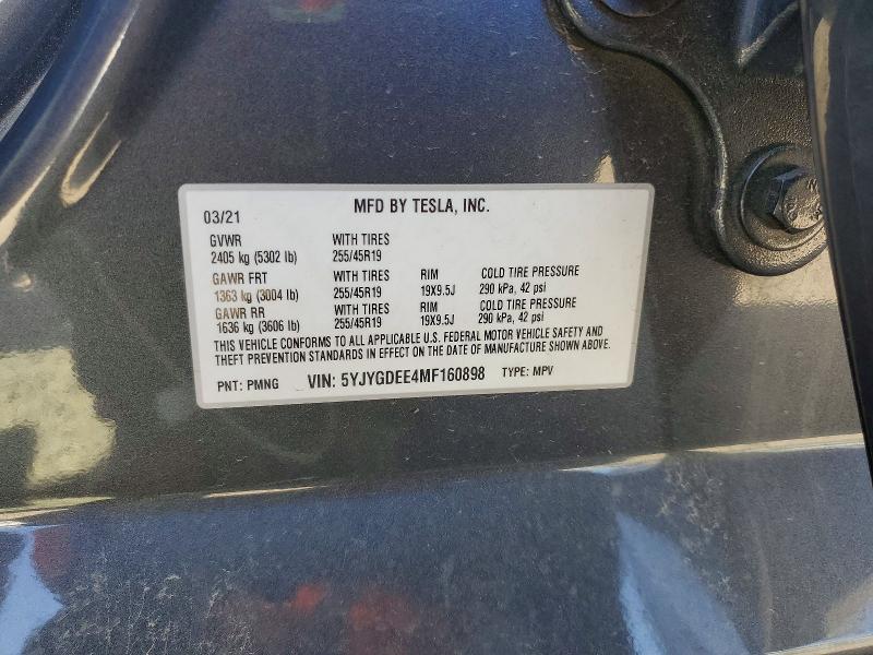 Aukcja sprzedaży 2021 Tesla Model Y, vin: 5YJYGDEE4MF160898, numer aukcji: 53832136