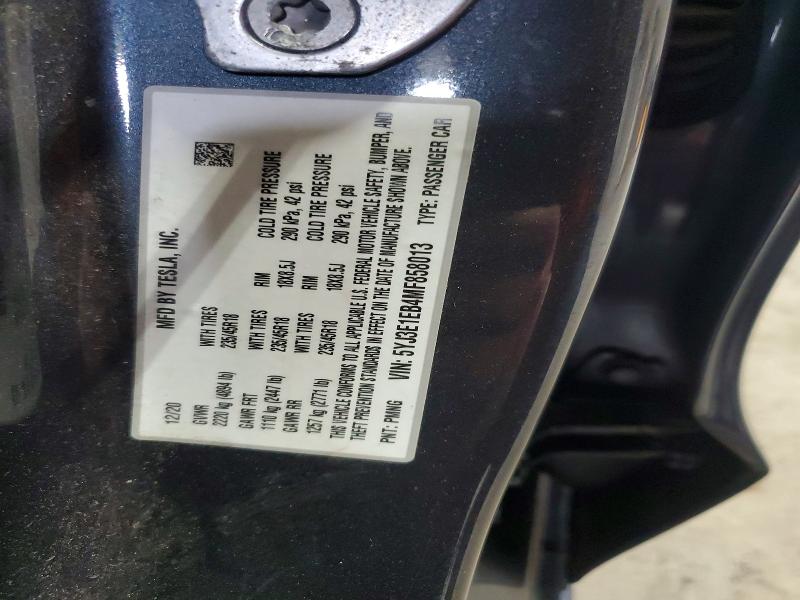 2021 Tesla Model 3 მანქანა იყიდება აუქციონზე, vin: 5YJ3E1EB4MF858013, აუქციონის ნომერი: 53188716