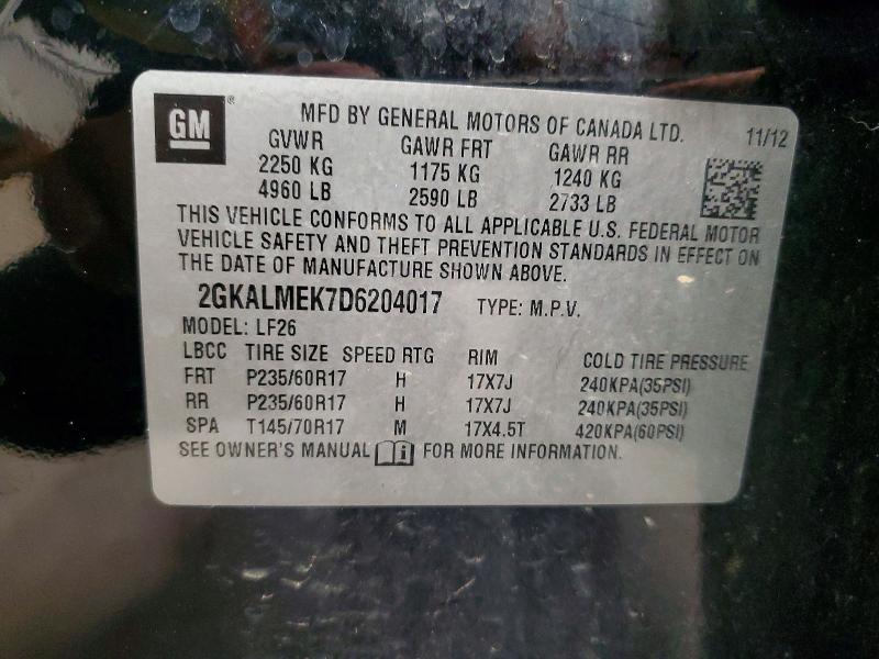 54113966 :رقم المزاد ، 2GKALMEK7D6204017 vin ، 2013 Gmc Terrain مزاد بيع