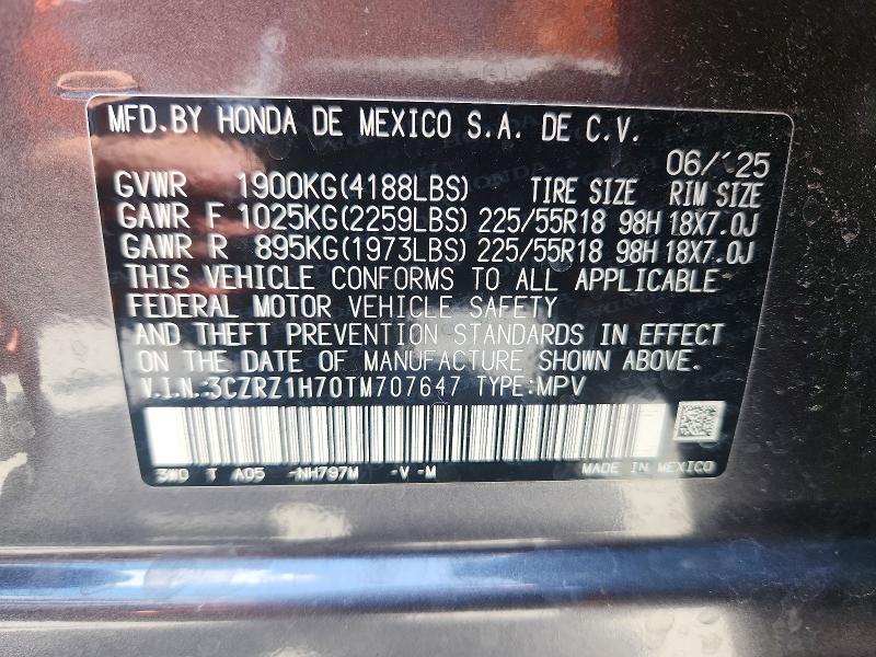 Продаж на аукціоні авто 2026 Honda Hr-v, vin: 3CZRZ1H70TM707647, номер лоту: 55534066