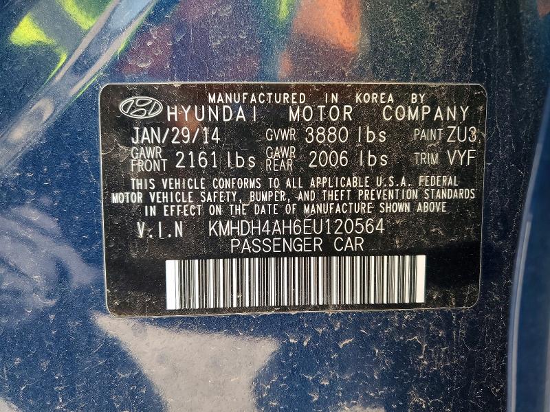 Aukcja sprzedaży 2014 Hyundai Elantra, vin: KMHDH4AH6EU120564, numer aukcji: 52177476