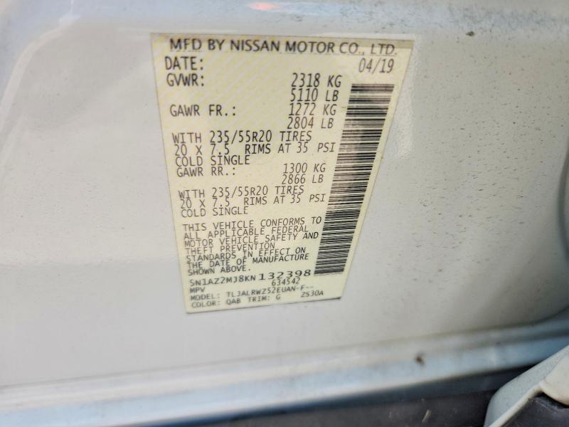 Продажа на аукционе авто 2019 Nissan Murano, vin: 5N1AZ2MJ8KN132398, номер лота: 55403166
