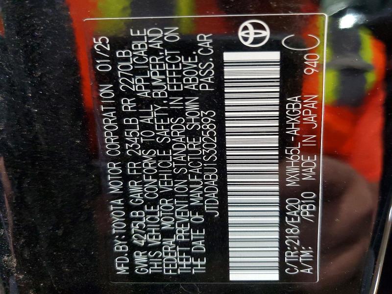 Продажа на аукционе авто 2025 Toyota Prius, vin: JTDADABU1S3025893, номер лота: 53040986