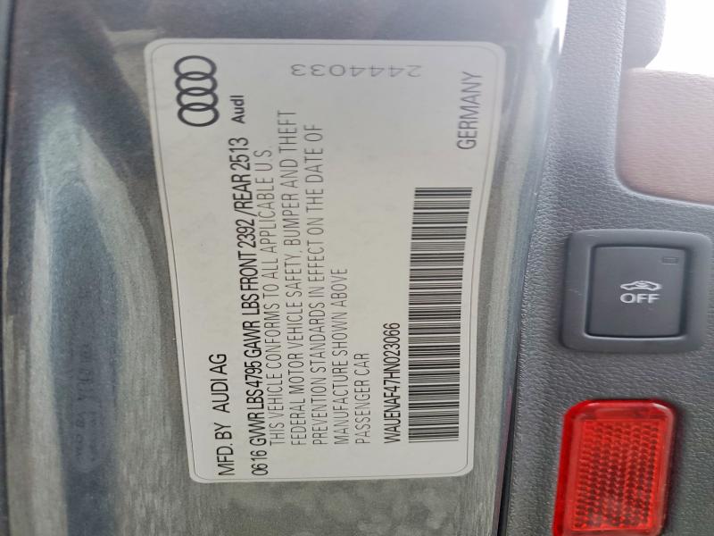 2017 Audi A4 მანქანა იყიდება აუქციონზე, vin: WAUENAF47HN023066, აუქციონის ნომერი: 53840266