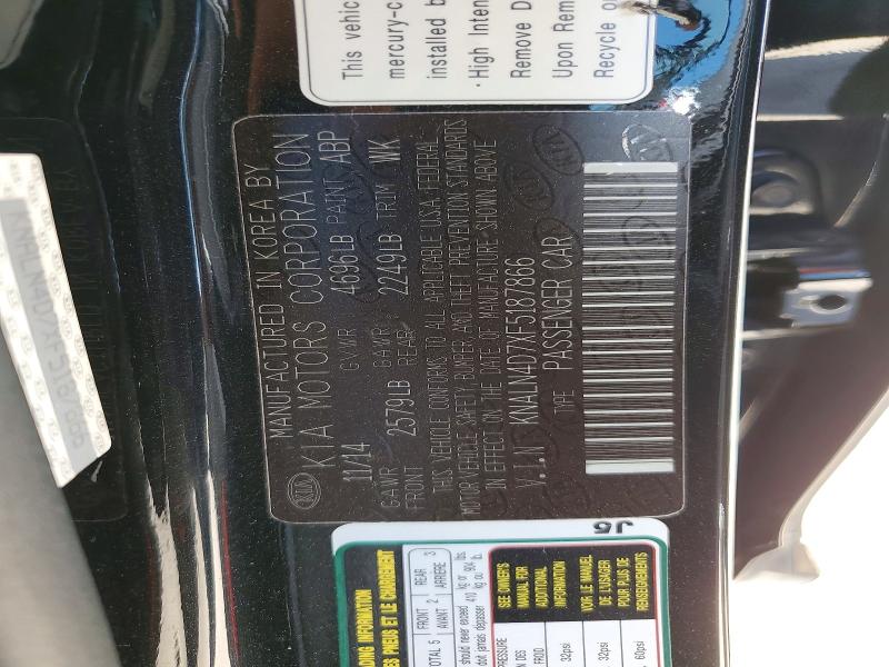 Aukcja sprzedaży 2015 Kia Cadenza, vin: KNALN4D7XF5187866, numer aukcji: 53737206