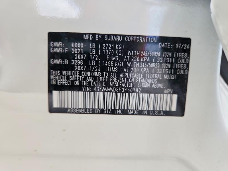 Продаж на аукціоні авто 2024 Subaru Ascent, vin: 4S4WMAWD8R3450792, номер лоту: 54258826