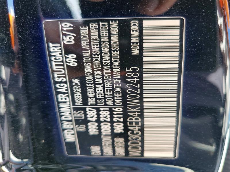 2019 Mercedes-benz A მანქანა იყიდება აუქციონზე, vin: WDD3G4EB4KW022485, აუქციონის ნომერი: 52274356