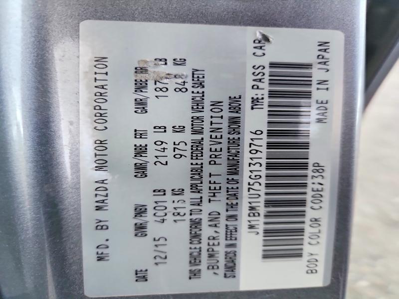 54623336 :رقم المزاد ، JM1BM1U75G1319716 vin ، 2016 Mazda 3 مزاد بيع