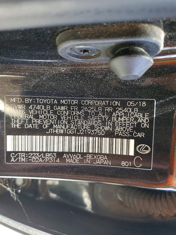 2018 Lexus Es მანქანა იყიდება აუქციონზე, vin: JTHBW1GG1J2193750, აუქციონის ნომერი: 52698836