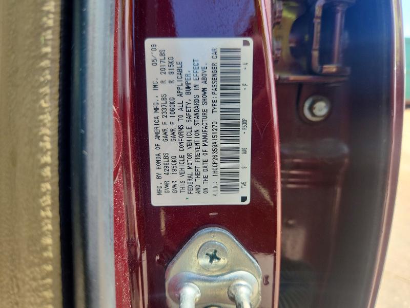 Aukcja sprzedaży 2009 Honda Accord, vin: 1HGCP26359A151270, numer aukcji: 53998556