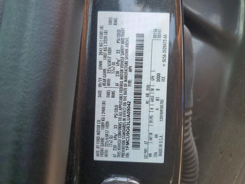 Продаж на аукціоні авто 2020 Ford Escape, vin: 1FMCU9G63LUA09042, номер лоту: 52720646