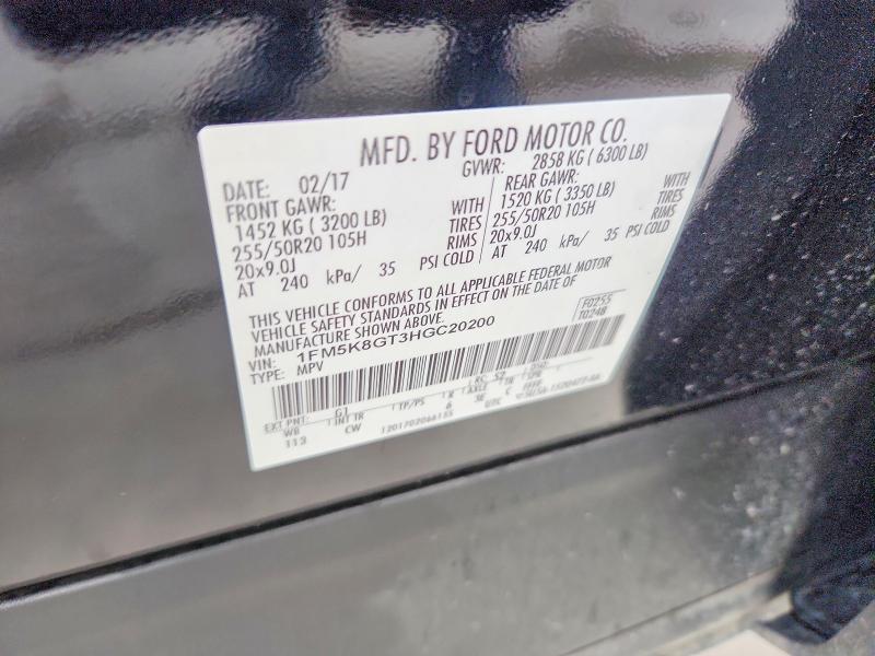 Продажа на аукционе авто 2017 Ford Explorer, vin: 1FM5K8GT3HGC20200, номер лота: 52324556