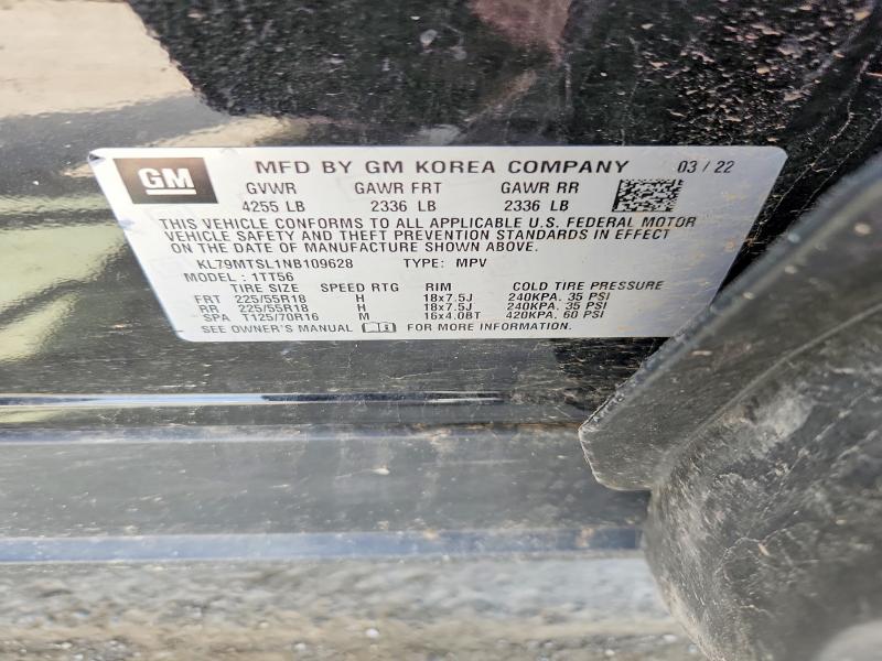 Aukcja sprzedaży 2022 Chevrolet Trailblazer, vin: KL79MTSL1NB109628, numer aukcji: 53040856