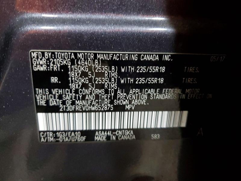 Auction sale of the 2017 Toyota Rav4, vin: 2T3DFREV0HW652875, lot number: 52558566