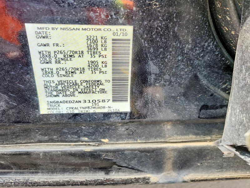Aukcja sprzedaży 2010 Nissan Titan, vin: 1N6BA0ED2AN310587, numer aukcji: 52188426