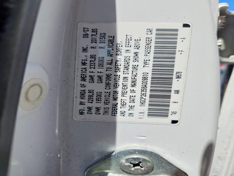 52025066 :رقم المزاد ، 1HGCP26358A009810 vin ، 2008 Honda Accord مزاد بيع