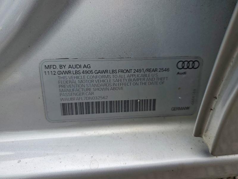 52985566 :رقم المزاد ، WAUBFAFL7DN032562 vin ، 2013 Audi A4 مزاد بيع