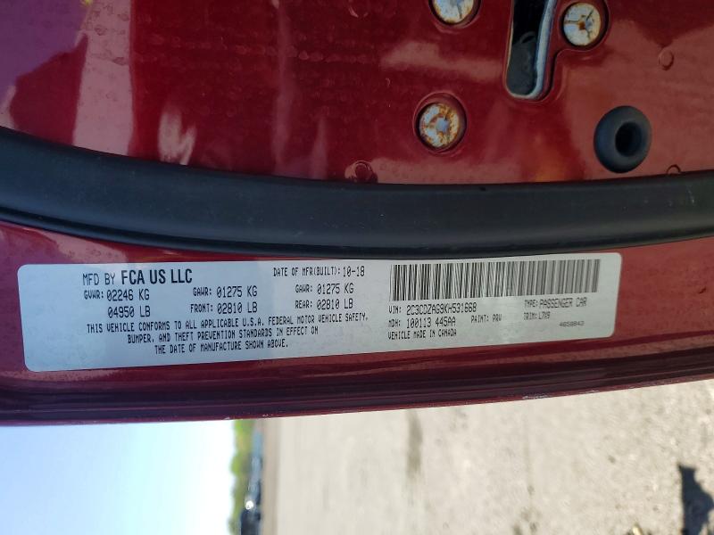 Продаж на аукціоні авто 2019 Dodge Challenger, vin: 2C3CDZAG9KH531668, номер лоту: 54319936