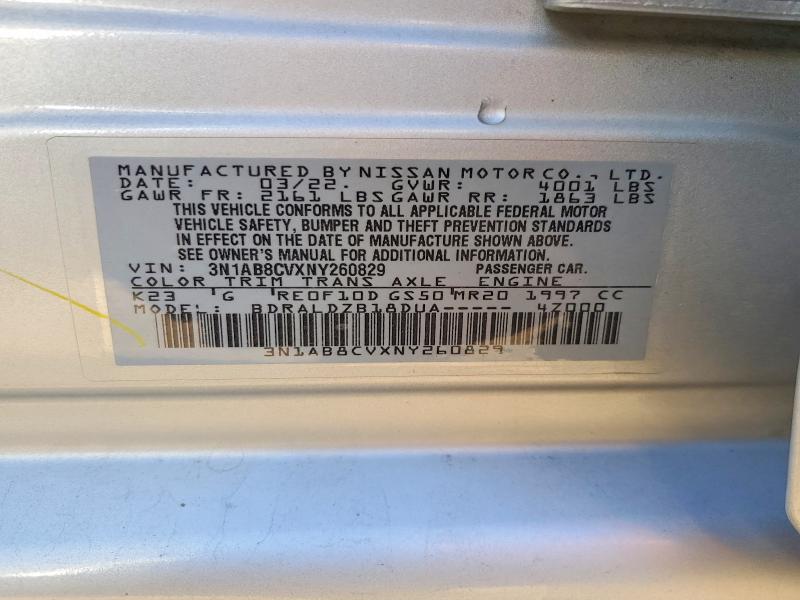 Aukcja sprzedaży 2022 Nissan Sentra, vin: 3N1AB8CVXNY260829, numer aukcji: 52950256