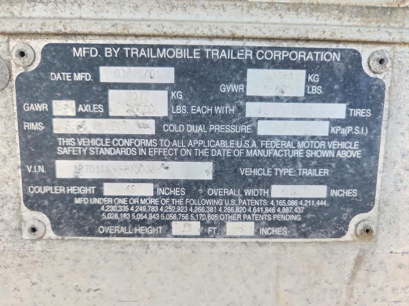 Продажа на аукционе авто 2002 Trailmobile Trailer, vin: 1PT01ANH529000883, номер лота: 50174996