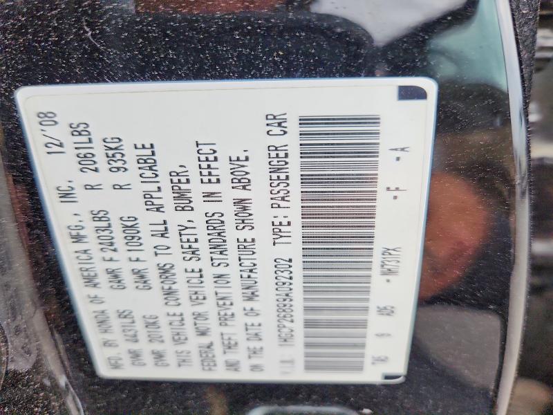 Aukcja sprzedaży 2009 Honda Accord, vin: 1HGCP26899A092302, numer aukcji: 53649796