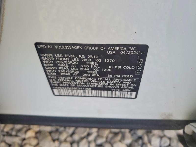 2024 Volkswagen Atlas Cross Sport მანქანა იყიდება აუქციონზე, vin: 1V2WE2CA9RC241058, აუქციონის ნომერი: 54673936