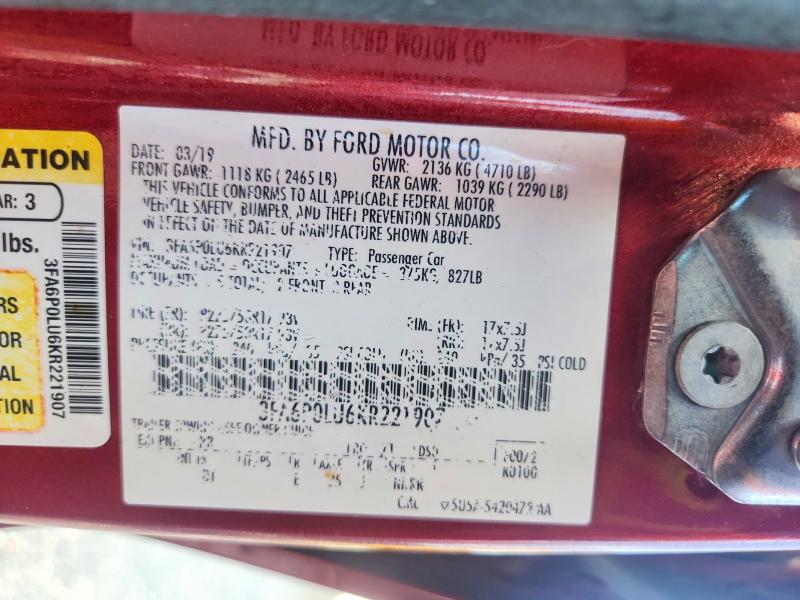 Aukcja sprzedaży 2019 Ford Fusion, vin: 3FA6P0LU6KR221907, numer aukcji: 53474436