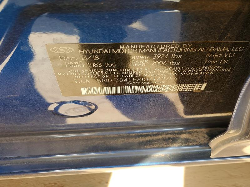 Продажа на аукционе авто 2019 Hyundai Elantra, vin: 5NPD84LF8KH449756, номер лота: 54016466