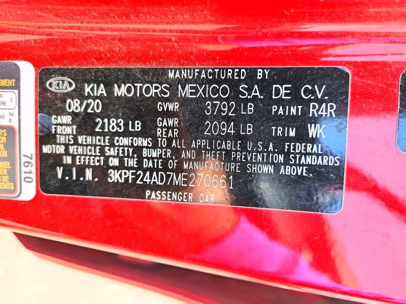 Aukcja sprzedaży 2021 Kia Forte, vin: 3KPF24AD7ME270661, numer aukcji: 53851206