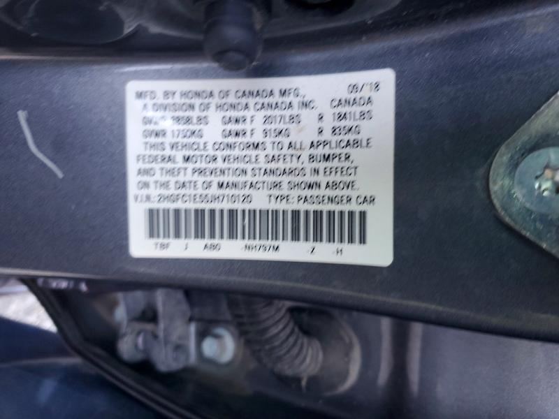 Продажа на аукционе авто 2018 Honda Civic, vin: 2HGFC1E55JH710120, номер лота: 54000026