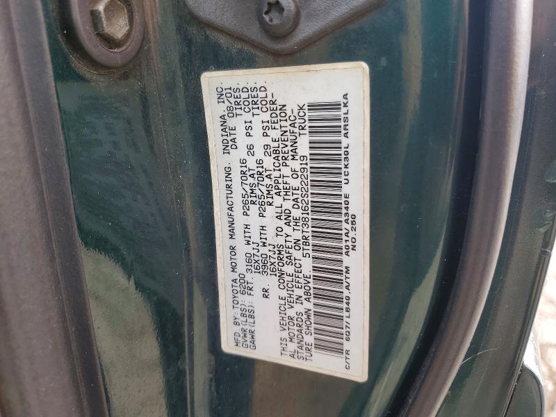 Продаж на аукціоні авто 2002 Toyota Tundra, vin: 5TBRT38162S222919, номер лоту: 55398906