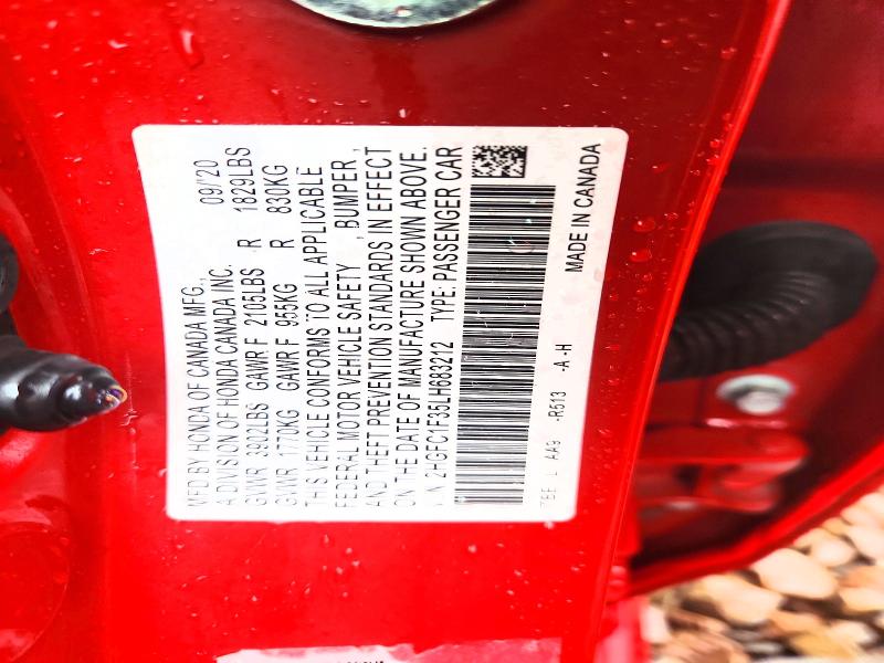 2020 Honda Civic მანქანა იყიდება აუქციონზე, vin: 2HGFC1F35LH683212, აუქციონის ნომერი: 55201426