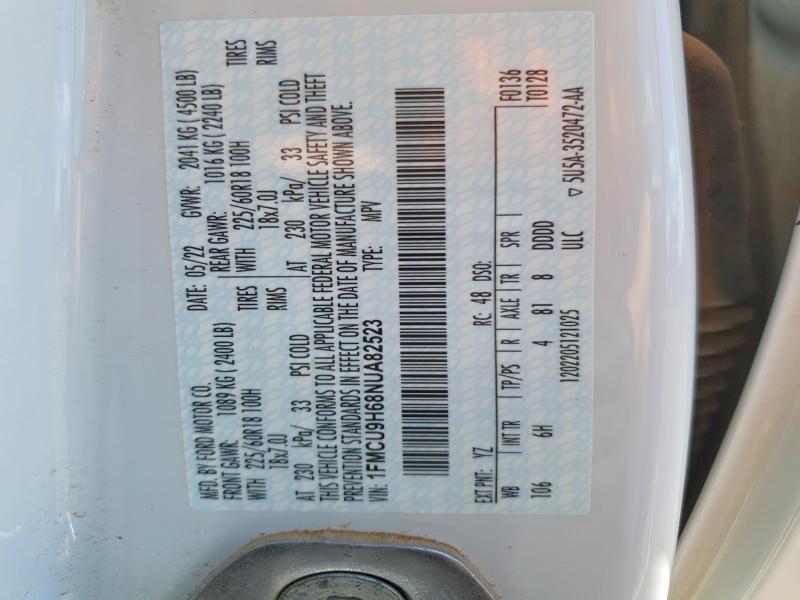 Продаж на аукціоні авто 2022 Ford Escape, vin: 1FMCU9H68NUA82523, номер лоту: 53061186