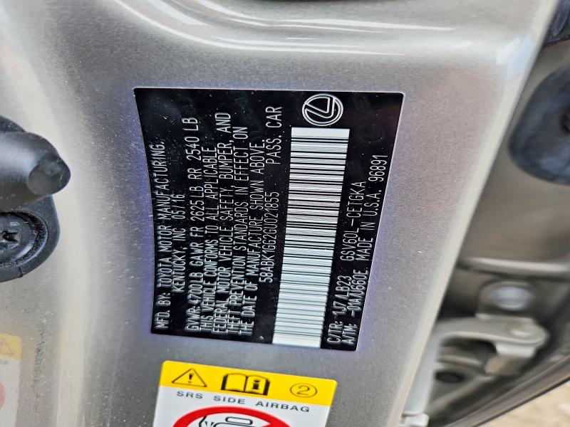 Продаж на аукціоні авто 2016 Lexus Es, vin: 58ABK1GG2GU021855, номер лоту: 54365616
