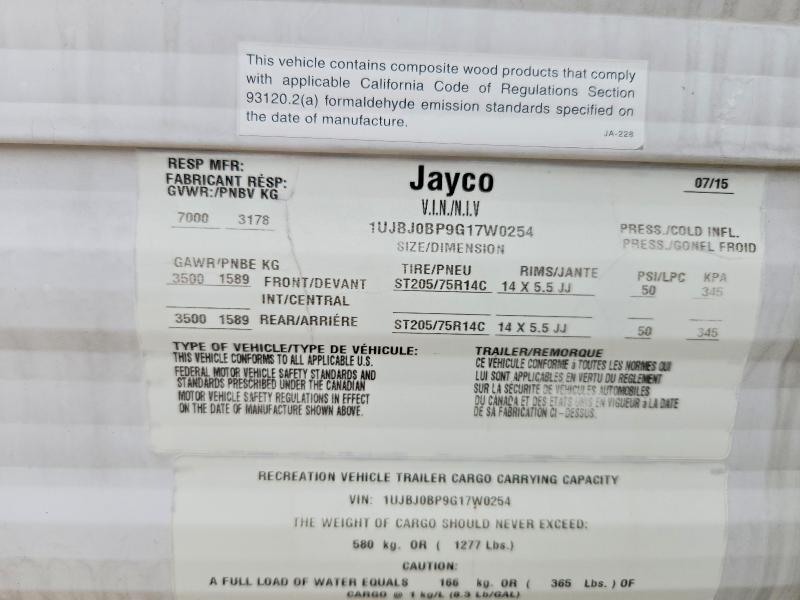 Aukcja sprzedaży 2016 Jayco Jay Flight Slx Serie, vin: 1UJBJ0BP9G17W0254, numer aukcji: 52900036