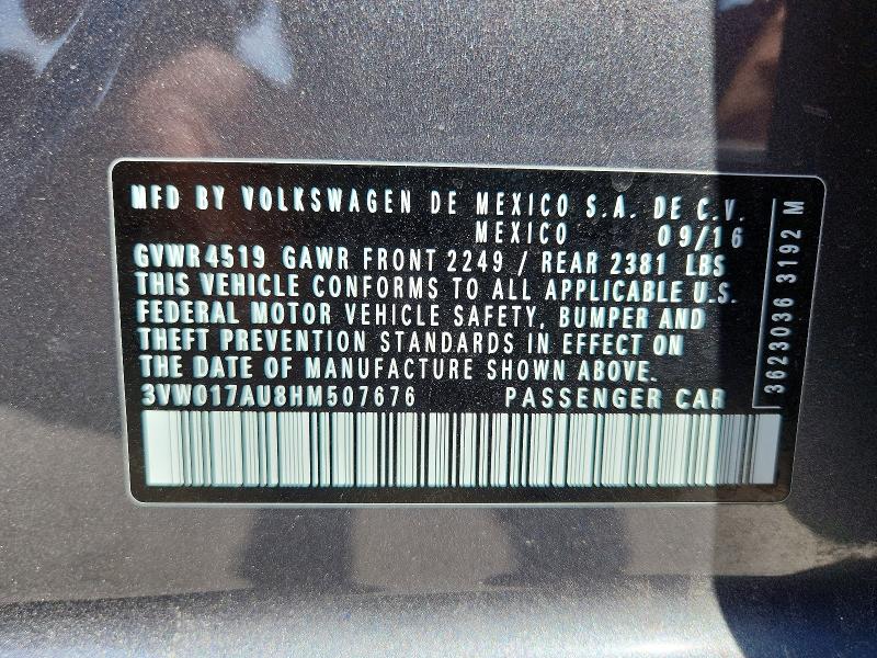 2017 Volkswagen Golf Sportwagen მანქანა იყიდება აუქციონზე, vin: 3VW017AU8HM507676, აუქციონის ნომერი: 53113066