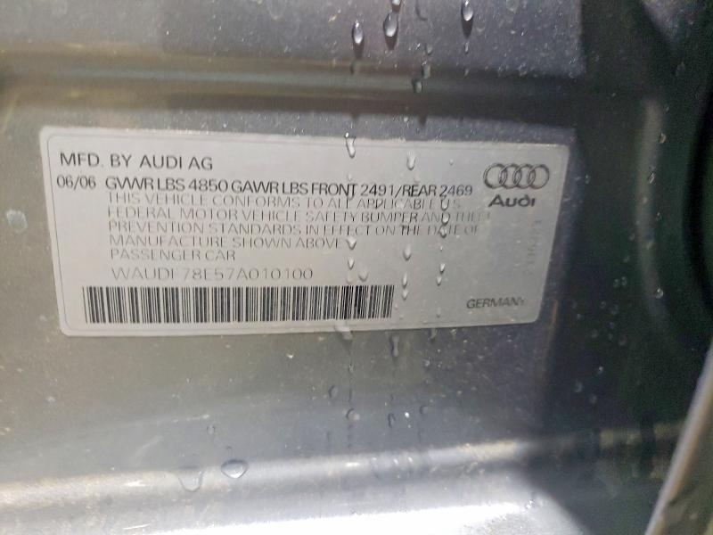 Продажа на аукционе авто 2007 Audi A4, vin: WAUDF78E57A010100, номер лота: 52381036