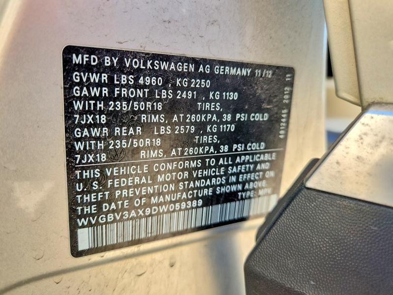 Aukcja sprzedaży 2013 Volkswagen Tiguan, vin: WVGBV3AX9DW059389, numer aukcji: 53634936