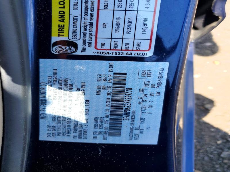 51131106 :رقم المزاد ، 3FAHP06Z37R259778 vin ، 2007 Ford Fusion مزاد بيع