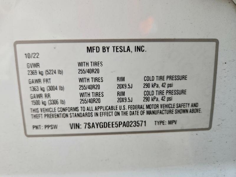 2023 Tesla Model Y მანქანა იყიდება აუქციონზე, vin: 7SAYGDEE5PA023571, აუქციონის ნომერი: 52585806