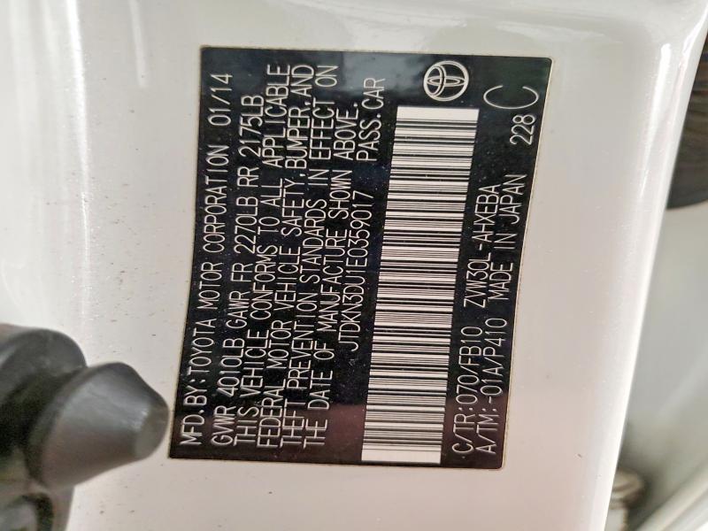 Aukcja sprzedaży 2014 Toyota Prius, vin: JTDKN3DU1E0359017, numer aukcji: 54413666
