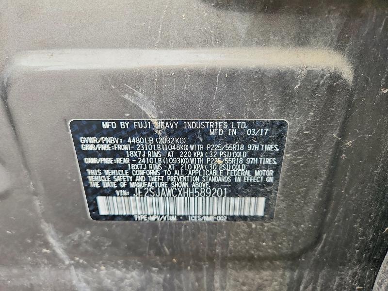 2017 Subaru Forester მანქანა იყიდება აუქციონზე, vin: JF2SJAWCXHH589201, აუქციონის ნომერი: 55152076