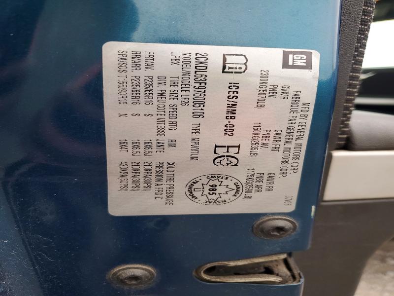 51316486 :رقم المزاد ، 2CKDL63F976005106 vin ، 2007 Pontiac Torrent مزاد بيع