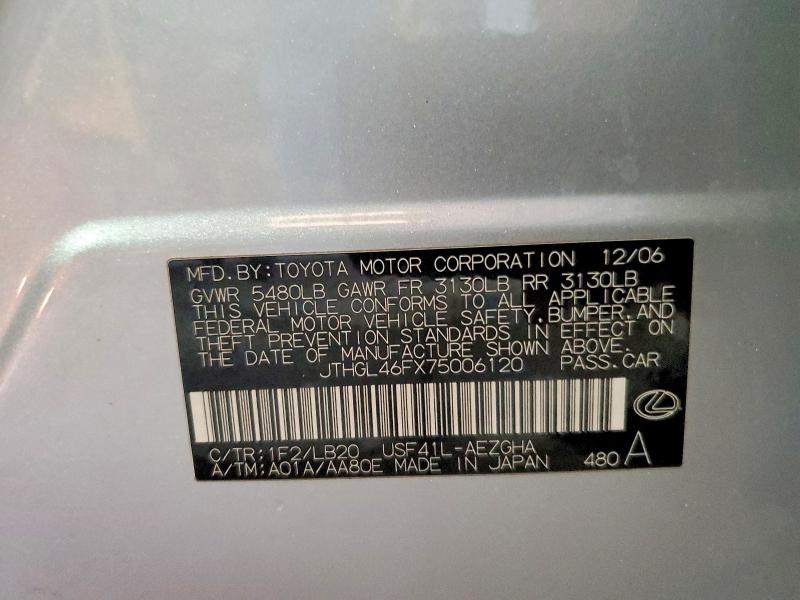 Продажа на аукционе авто 2007 Lexus Ls, vin: JTHGL46FX75006120, номер лота: 53007066