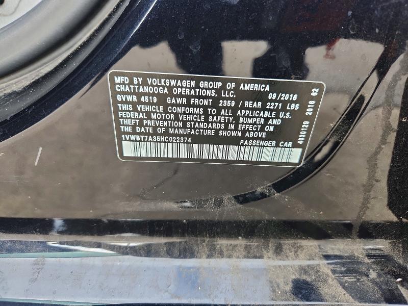 Aukcja sprzedaży 2017 Volkswagen Passat, vin: 1VWBT7A35HC022374, numer aukcji: 54688346
