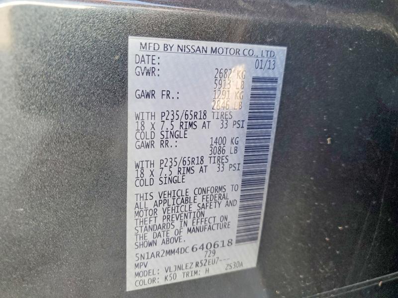 Продаж на аукціоні авто 2013 Nissan Pathfinder, vin: 5N1AR2MM4DC640618, номер лоту: 52366226