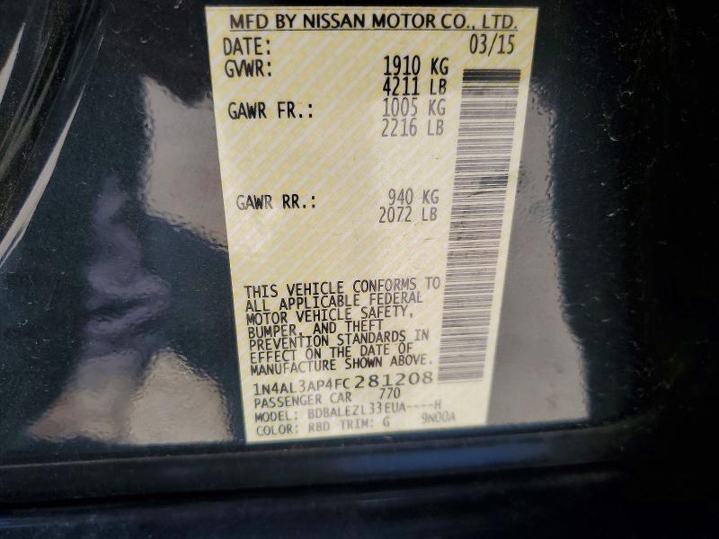 53246686 :رقم المزاد ، 1N4AL3AP4FC281208 vin ، 2015 Nissan Altima مزاد بيع